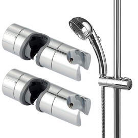 Universal 18-25MM O.D. Hand Shower Rail Head Slider Clamp Holder, Adjustable Shower Head Holder for Bathroom Slide Bar Slider Clamp, Replacement Bracket 360 Degree Rotation Sprayer Holder (2)