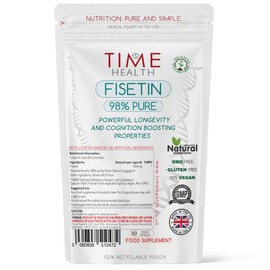 Fisetin - Ultra Pure - 100mg - 60 Capsules - Anti-Ageing - Autophagy - Senolytic - GMP Standards - UK Made - Vegan (60 Capsule Pouch)