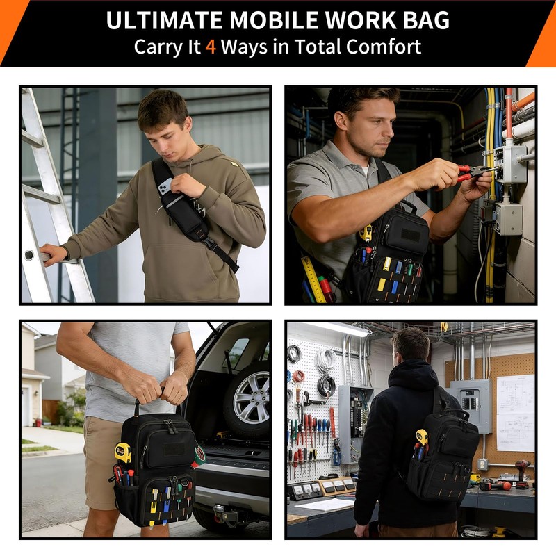Rexmore Tactical Electrician & HVAC Tool Chest Bag, 3-Point Harness