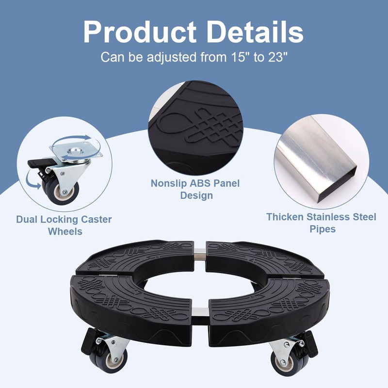 Commercial Products Trash Can Dolly with 4 Wheels - Adjustable
