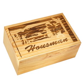 HIND HANDICRAFTS Handcrafted USA Flag Wooden Cremation Urns for Human Ashes Adult Large - Funeral Urn Box - Burial Urns for Columbarium (250 LB - Pinewood, Housman)