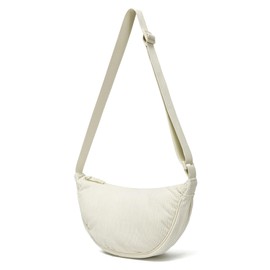 Shoulder Bag for Women Small Nylon Half Moon Soft Casual Shoulder Bag Chest Bag Shoulder Bag Daypack Shoulder Bag, Corduroy white