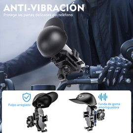 Soporte para Teléfono de Motocicleta, Soporte para Teléfono de Bicicleta con Visera Solar, Duradero y Ajustable para Manubrio Manillar Rotación 360° Anti-vibración para 4,7 a 7,4 Pulgadas Smartphone