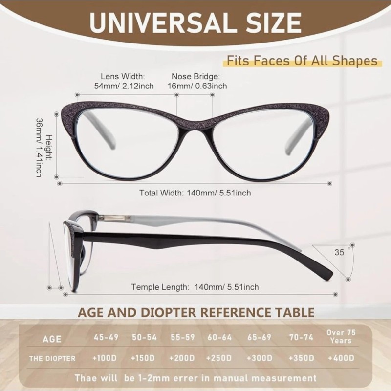 Bencaley 3 Pack 2.0x Reading Glasses Blue Light Blocking Stylish