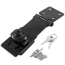 Murtenze 1 Pc 4 Inch Keyed Hasp Locks, Twist Knob Keyed Locking Hasp with Screws, Safety Lock for Small Doors, Cabinets (Black)