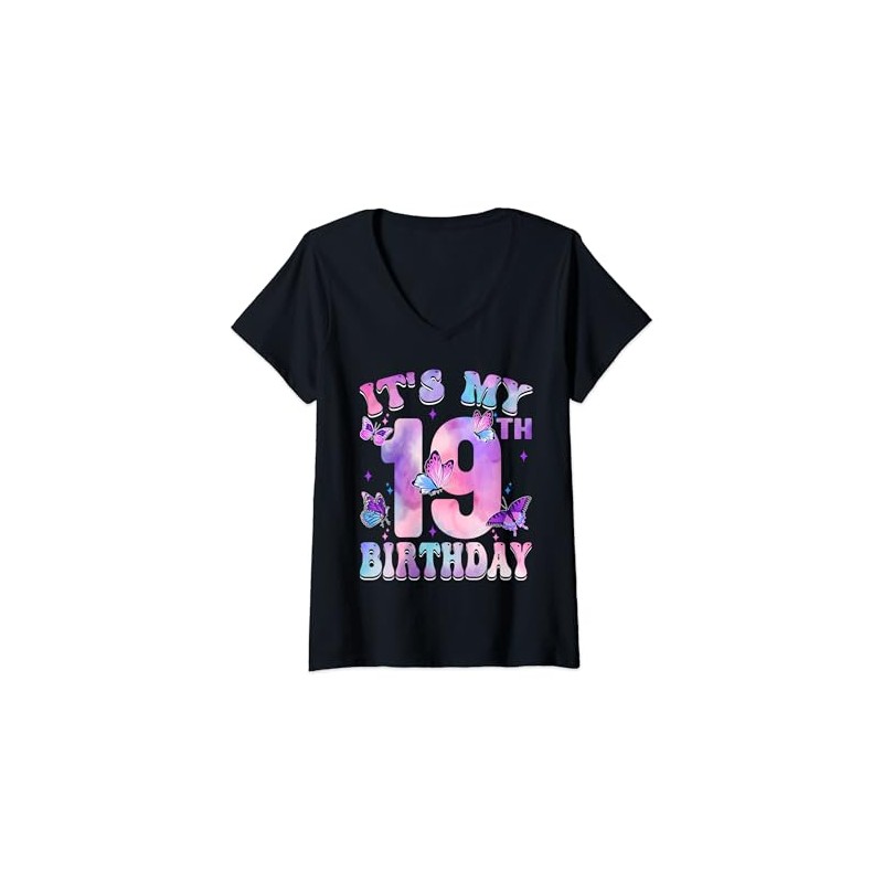 Womens It's My 19th Birthday Butterfly Theme 19 Year Old