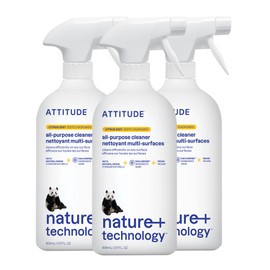 ATTITUDE ATTITUDE All-Purpose Cleaner, EWG Verified, Streak-Free, Plant- and Mineral-Based, Vegan, Citrus Zest, 27.1 Fl Oz (Pack of 3)