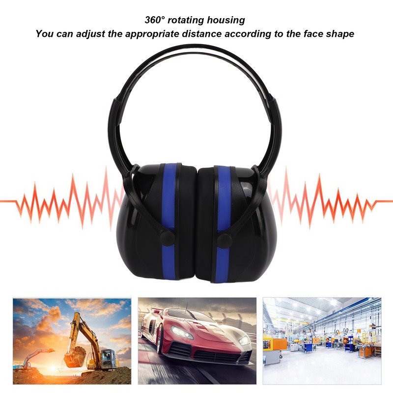 Hearing Protection Ear Muffs 24dB NRR Safety Black Blue Noise