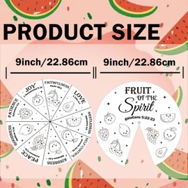 9 Inch Fruit of The Spirit Colorings Wheel DIY Religious Craft with Silver Fasteners - Coloring Sunday School Crafts for Christian Bible Celebrate Spirit Coloring Activity 30 Sets
