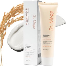 St. Mege Rice Korean Lightweight Sunscreen - Daily 50+ PA++++ Travel Size Sunscreen Lotion - Reef Safe, Asian Skincare Sunblock