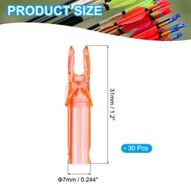 sourcing map Archery Arrow Nocks Plastic Carbon Arrow Inserts .244"/6.2mm for DIY Hunting Shooting Compound Recurve Bow(Transparent Orange, Pack of 30)