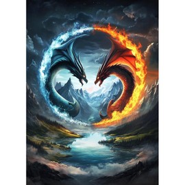 MAXBYE 5D Diamond Painting Erwachsene Art Kits, Dragon Diamond Kunst Komplett Set DIY Diamant Bilder für Anfänger, Runde Diamonds Painting Gem Kreuzstich Home Wall Decor 30x40cm