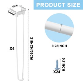 Enenes 21 Inch Foldable Hairpin Legs (4PCS) - Heavy Duty Metal Table Legs with Screws for Coffee Table, Desk, Nightstand - Easy Installation & Space-Saving Design
