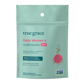 True Grace Daily Women’s Multivitamin 50+ - 120 Easy-to-Swallow Tablets - Immune, Energy, Longevity & Memory Support - Vegan - Gluten, Soy & Iron Free - 60 Servings