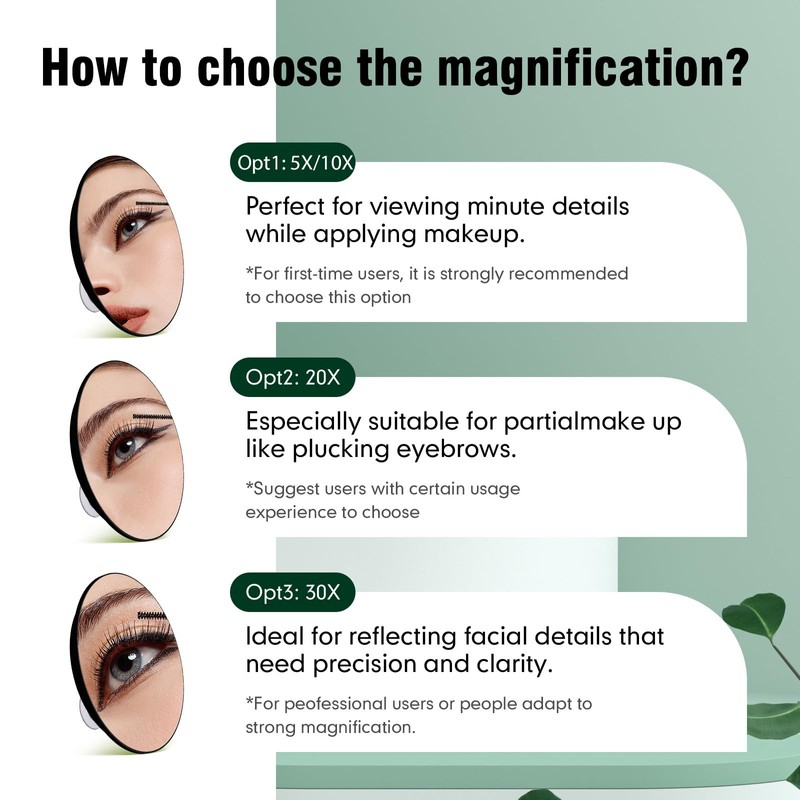Suupvaor 30X Magnifying Mirror with 3 Suction Cups, Large 6inch