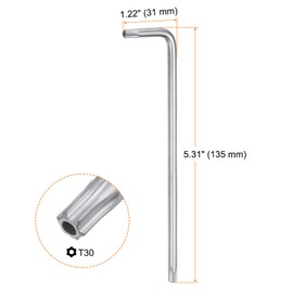 HARFINGTON T30 Tamper Proof Torx Star Key Bit Wrench 5.31" Long Arm L-Shaped 6 Points Wrenches Chrome-Vanadium Steel Hand Tool for Automotive/Home Repairs