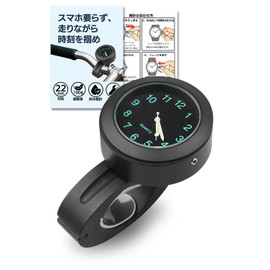 Bicycle Clock Bike Clock Waterproof Handlebar 22mm Analog Luminous Touring Motorcycle Compact (Black)