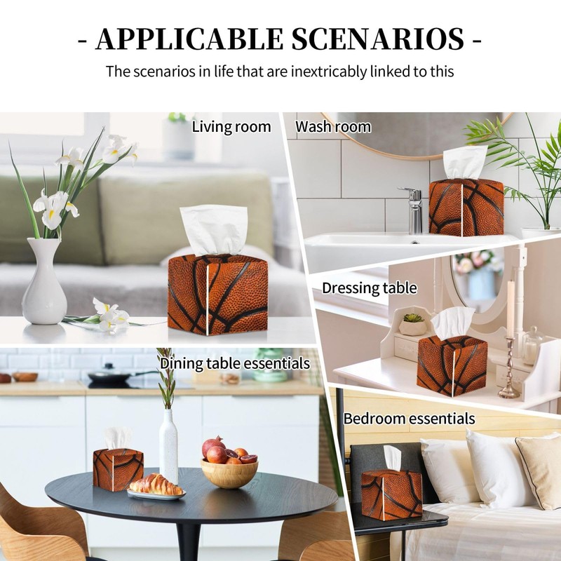 Edafol Retro Basketball Texture Tissue Box Cover Square PU Leather