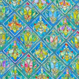 Beautyhero 320 Window Privacy Film, Faux Stained Glass Window Film Heat Blocking 99% Anti UV, Removable 3D Colorful Decorative Caschew Glass Covering,16.9"*118.1"