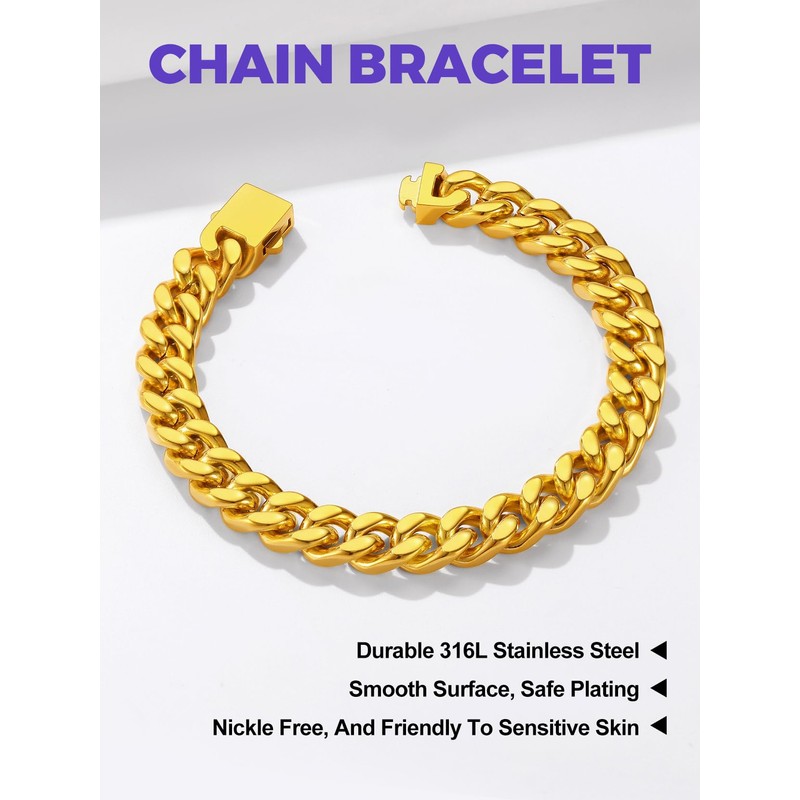 Richsteel Bracelet For Men Hip Hop Jewellery Gold Chain Boys