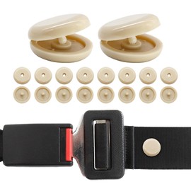 Augeny 10 Sets Seat Belt Button Stop, Plastic Seat Belt Stop Clips, Universal Snap-On System Seatbelt Buckle Stopper Button Kit, Prevent Buckle from Sliding Down, No Welding Required (Beige)