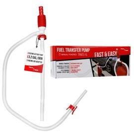 TERA PUMP Universal Fit Siphon Action Replacement Gas Cap For Racing Cans, 4.2-ft Hose - Fast 3.2 Gallon Per Minute Flow, Built-In Clip for Any Fuel Filler Opening