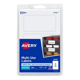 Avery 05440 Removable Multi-Use Labels, 1 1/2 x 3, White, 150/Pack