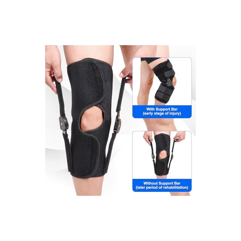 Hinged ROM Knee Brace, Post-Op Knee Immobilizer for Arthritis, ACL