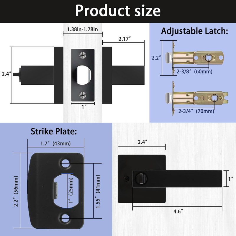 rewarmee Matte Black Door Handles Privacy Door Levers, Keyless Interior