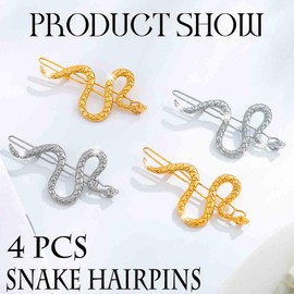 Bouory Snake Hair Clips Gold Serpent Hair Pin Glitter Silver Hair Accessorise Set for Women
