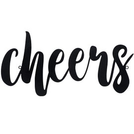 Cheers Wall Decor Cheers Sign Metal Bathroom Cheers Sign for Home, Office, Living Room Decoration, Black