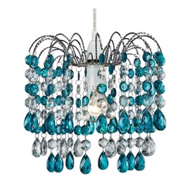 Contemporary Pendant Shade with Teal Acrylic Droplets by Happy Homewares