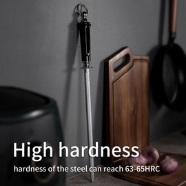 Honing Steel Professional Knife Sharpeners,12 inch Sharpening Steel Honing Rod,High Carbon Sharpening Rod, Fine Lines, High hardness, Wear Resistant, knife sharpening