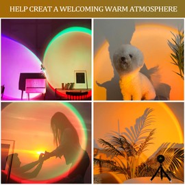 TANTUU Sunset Lamp Projector Multicolor Changing LED Projection Lamp,Switch Button and APP Control 360 Degree Rotation Sunlight Lamp for Photography, Bedroom, Party, Tiktok Live, Party,Room (APP)