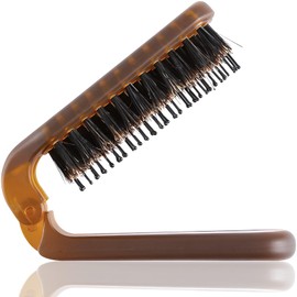 Travel Folding Hair Brush – Portable Pocket-Sized Boar Bristle Brush for All Hair Types, Ideal for Men, Women, and Kids, Enhances Shine, for Wet or Dry Hair