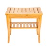 Niufaa Waterproof Bamboo Shower Bench with Shelf Wooden Spa Bath