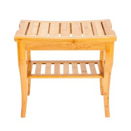 Niufaa Waterproof Bamboo Shower Bench with Shelf Wooden Spa Bath Stool Bamboo Shower Bench Bathroom Bench Seat Bathroom Seat Stool Spa Bath Organizer for Bathroom Living Room Bedroom