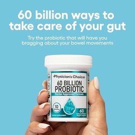 Physician's CHOICE Probiotics 60 Billion CFU - 10 Strains + Organic Prebiotics - Immune, Digestive & Gut Health - Supports Occasional Constipation, Di