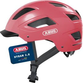 ABUS Hyban 2.0 Bicycle Helmet, Red (Living Coral), M