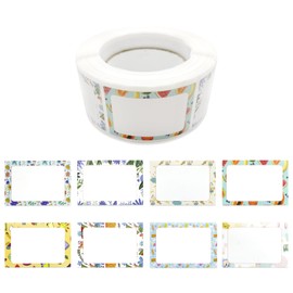 Name Tag Stickers, 1 Roll 350 Pcs Colored Pattern Blank Name Stickers for School, Office, Home, Shopping Mall (1.45" x 0.98" Each)