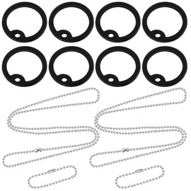 Weewooday 8 Pieces Military Dog Tag Silencers Set Silicone Silencer Black with 4 Stainless Steel Ball Chain 4.7 inch & 27.5 inch to Reduce Noise and Protect Tag