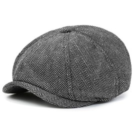 MCWTH Vintage Newsboy Caps for Toddler Boys, Tweed Flat Pageboy Beret Hats Kids 2-8 Years Old Black 4Years-8Years