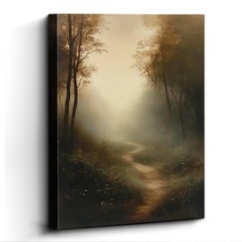 WOXZQ Moody Decor Wall Art – 12x15 Inch Misty Forest Path Print – Atmospheric Landscape Artwork for Bedroom, Living Room, or Office – Hanging & Table Display
