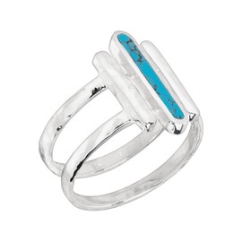 Silpada 'Strait To It' Compressed Turquoise Three-Bar Ring in Sterling Silver, 9, Sterling Silver, turquoise_teal