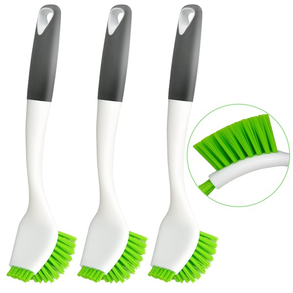 ITTAHO Dish Scrub Brush Kit, Kitchen Brush Set for Cleaning, Double Sided Bristles Scrubber Cleaner for Dishes,Sink,Pots,Pans,Bathroom Shower,Tile,Tubs - 3 Pack