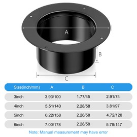 Hon&Guan Weld-On Flange, 5 Inch Ventilation Pipe, Black, ABS Wall Flange Connector for Ventilation Pipe, Ducting Connection (Diameter 125 mm)