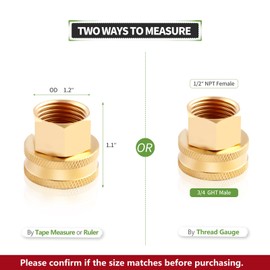 Litorange 2 Pack Lead-Free Brass Garden Hose Threaded 3/4" GHT to 1/2 NPT Fitting Connect, Green Thumb Quick Swivel Connector Adapter, Double Female Thread 3/4" x 1/2" NPT Pipe | LitOrange