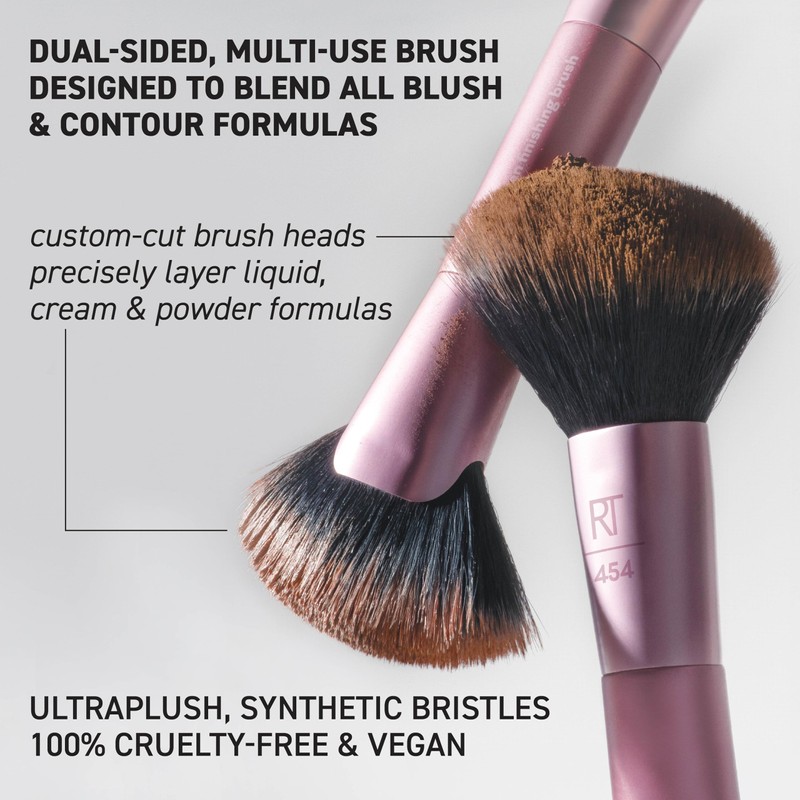 Real Techniques Schräger Fächerpinsel, doppelseitiges Make-up-Tool für Rouge, Bronzer &