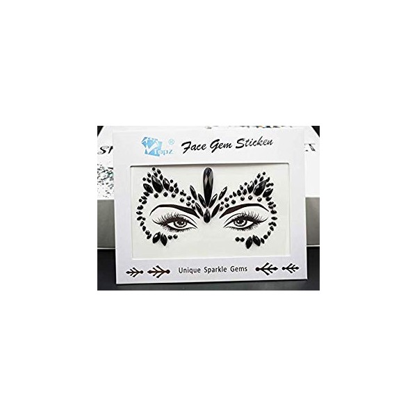 black jewels for face halloween Face gems black body jewels gems rave make up festival face jewels Party outfit rave wear glitter crystal rhinestone sticker(black)