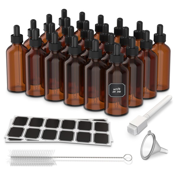 Nevlers 24 Pack Amber Glass Dropper Bottle 4 oz |